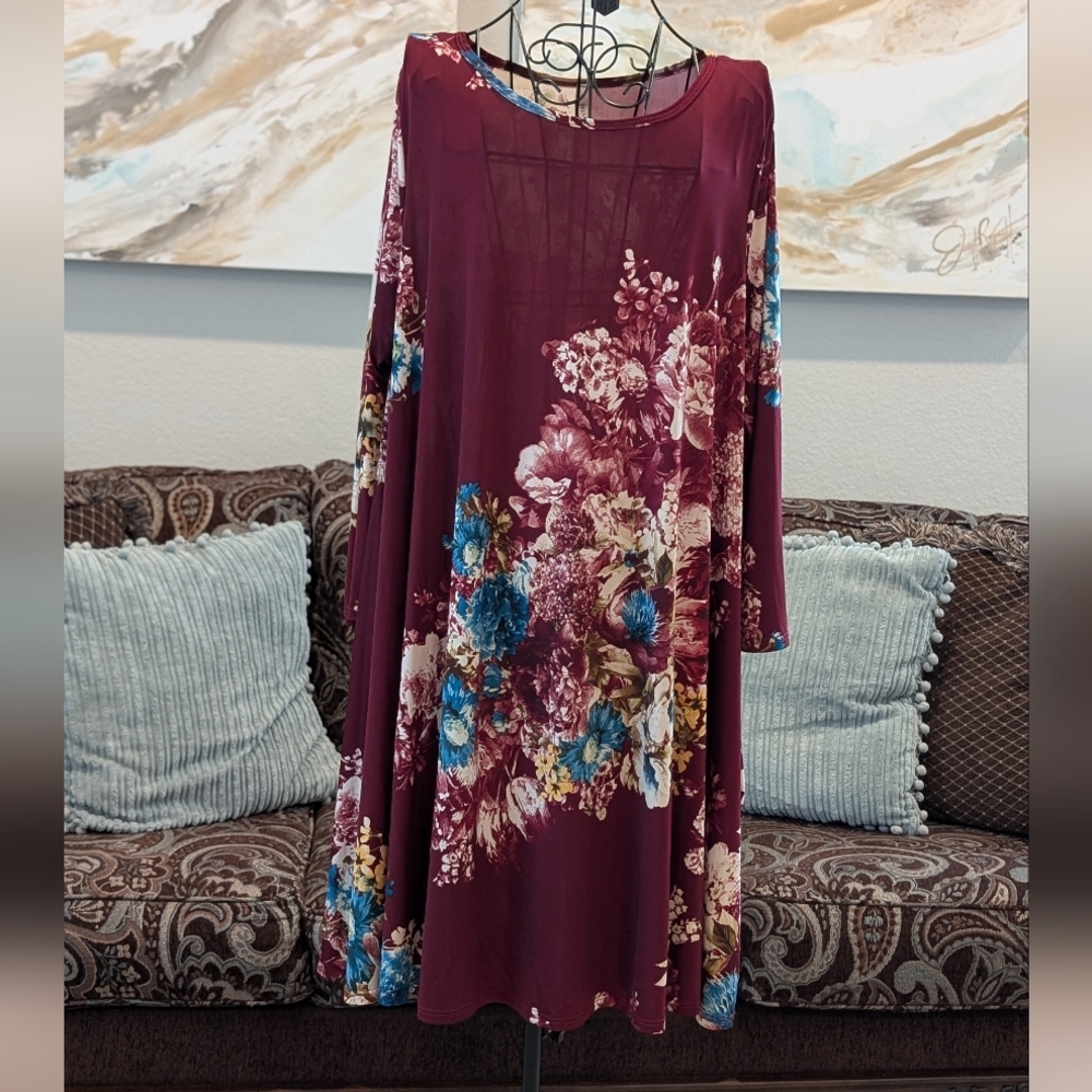 Floral Burgundy Tunic/Dress